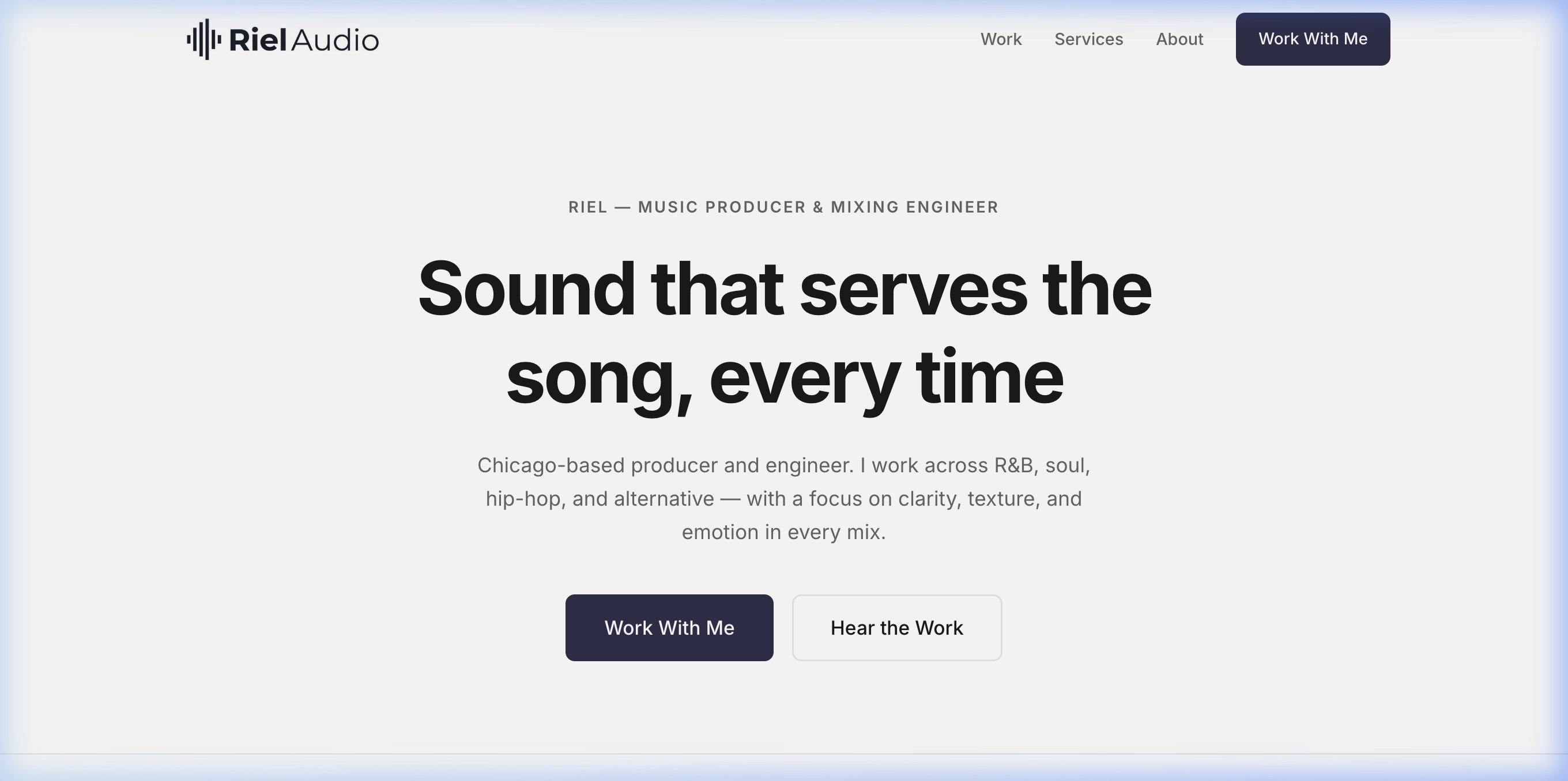 Riel Audio Studio website screenshot