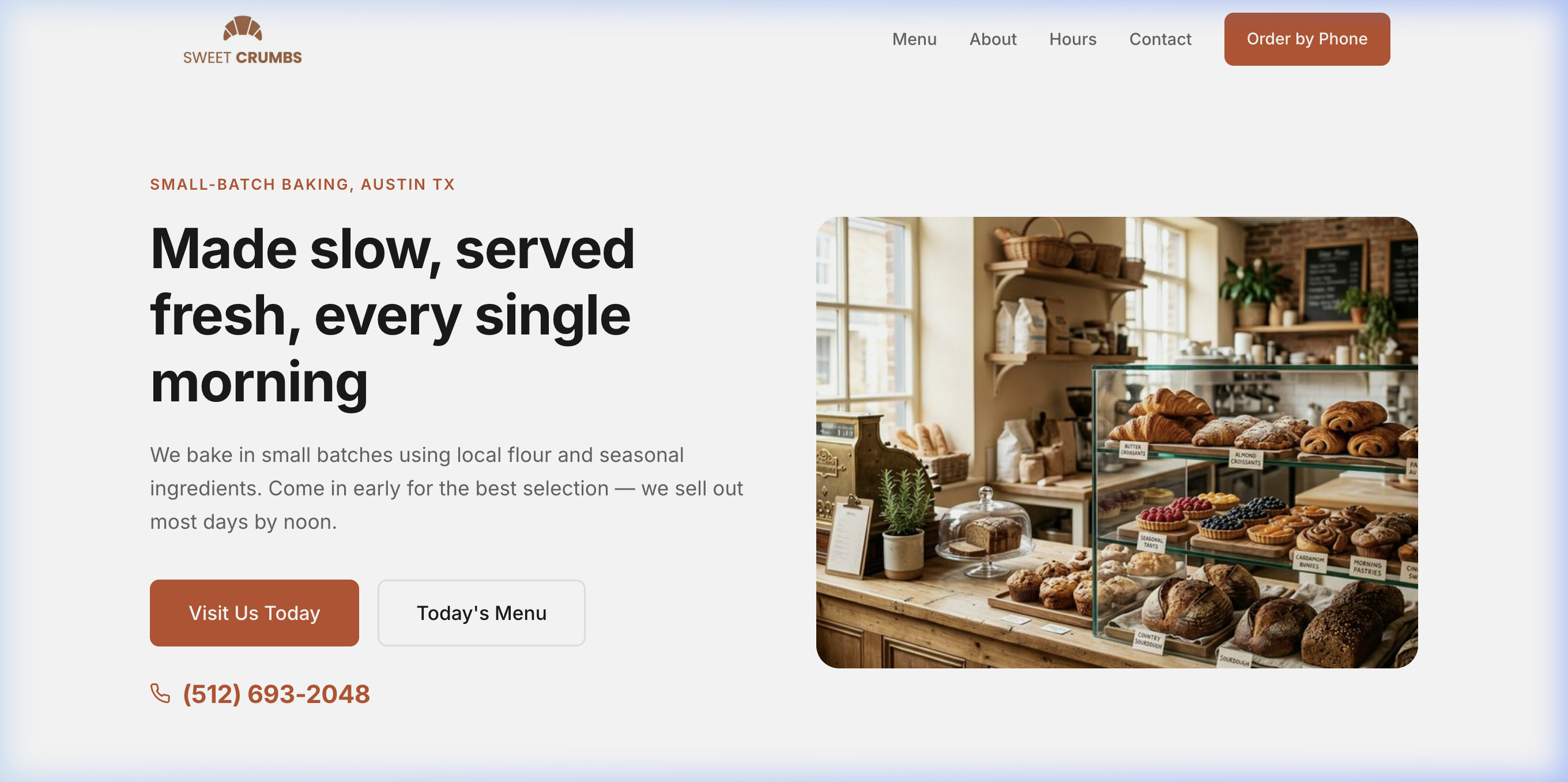 Sweet Crumbs Bakery website screenshot
